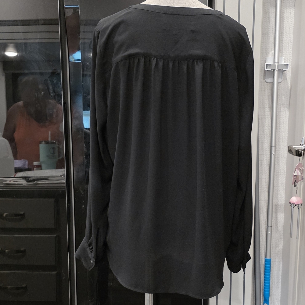 Loft Black Button-Front Blouse - image 3